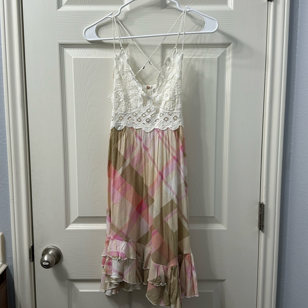 Free People Adella Plaid Chemise Dress